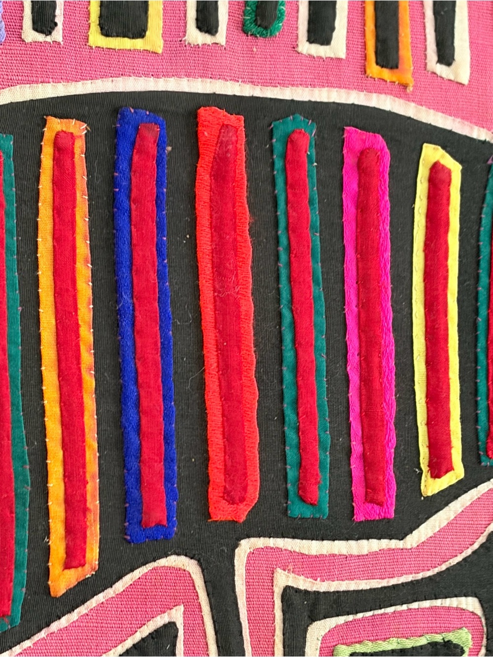 Vintage Guna Mola Textile Art Framed Panama Folk Art Hand Sewn, Wood Framed - Picture 8 of 8